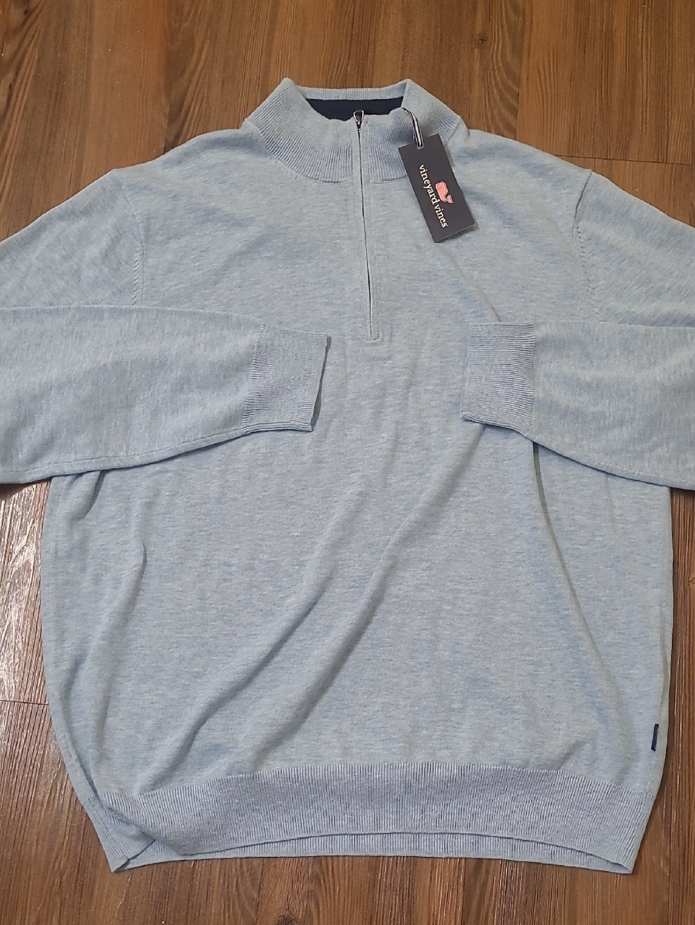 Vineyard Vines Men's Pale Blue‎ Quarter-Zip Sweater